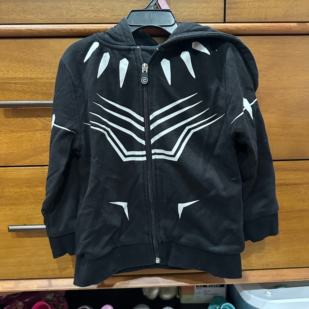 Cubcoats Black Panther Kids Black Graphic Zip-Up Hoodie